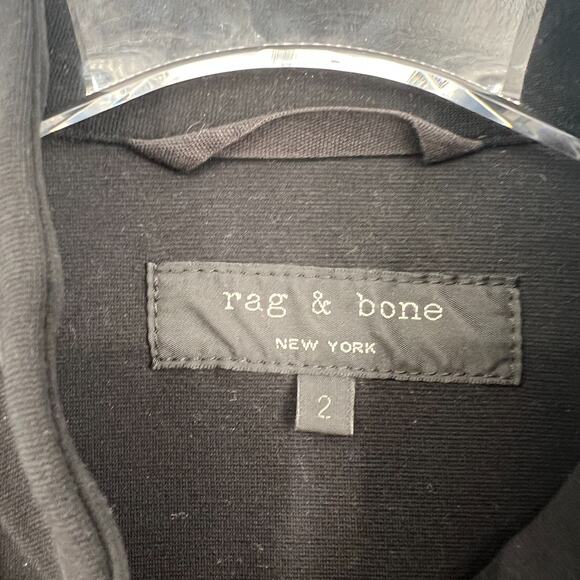 Rag & Bone Jacket Women 2 Black Military Structured Sophisticated Leather Accent - Picture 5 of 10